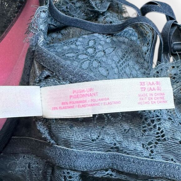 PINK VICTORIA’S SECRET Women’s Blue Gray Halter Neck Push-up Bralette Size XS - Picture 6 of 8